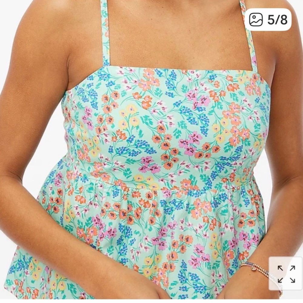 J. Crew Floral Peplum Camisole Top Colorful garden print Women Sz 12 Spring - Picture 3 of 9